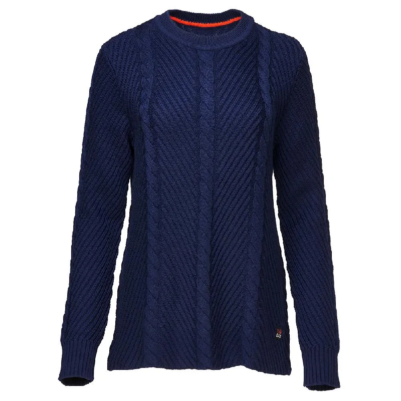 Fashion Innovation Womens Merino Cable Sweater (Navy)