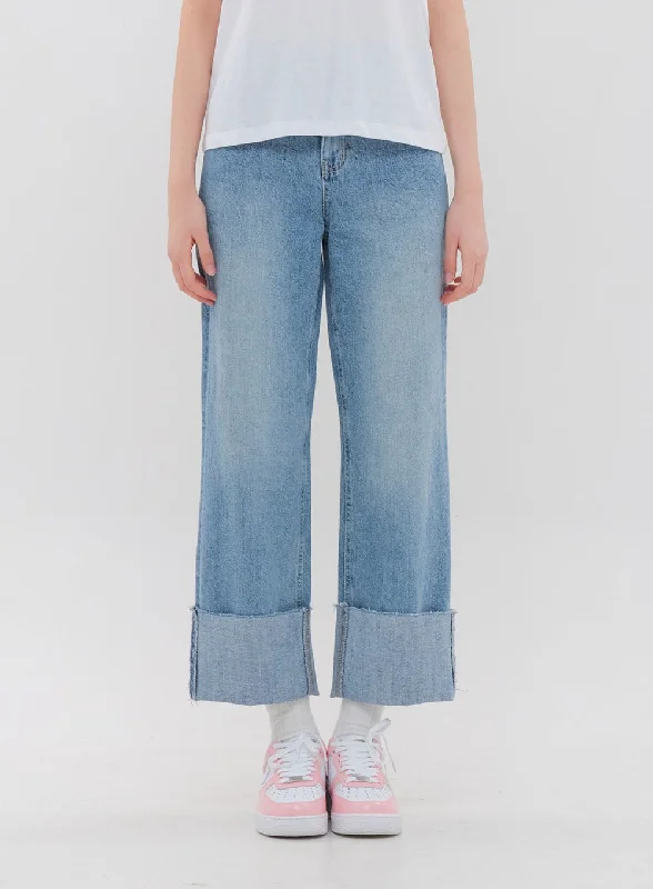 Sexy Fun Roll Up Wide Leg Jeans BM16