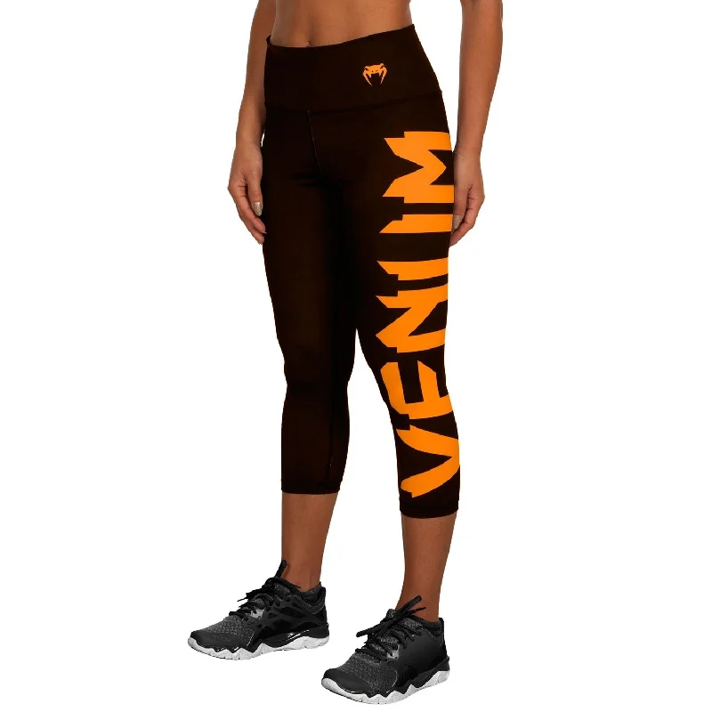 Literary Style Venum Giant Cropped Leggings - Black/Orange