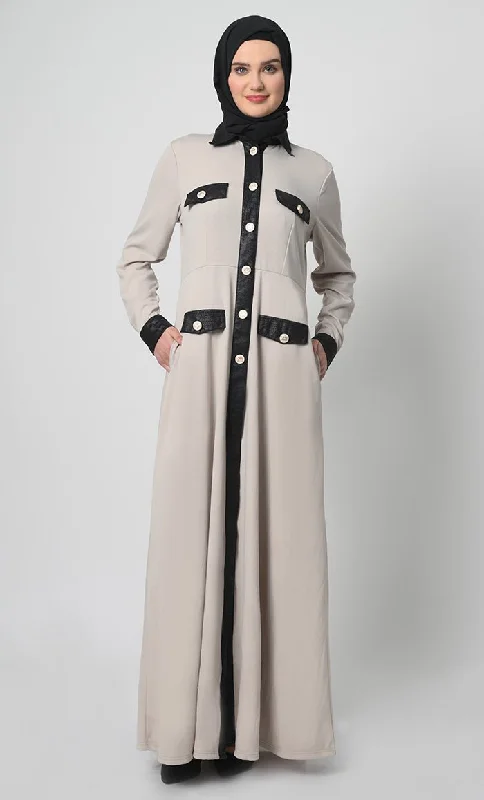 High Street Design Ponte roma Fabric Abaya – Flap Pockets, A-Line Cut