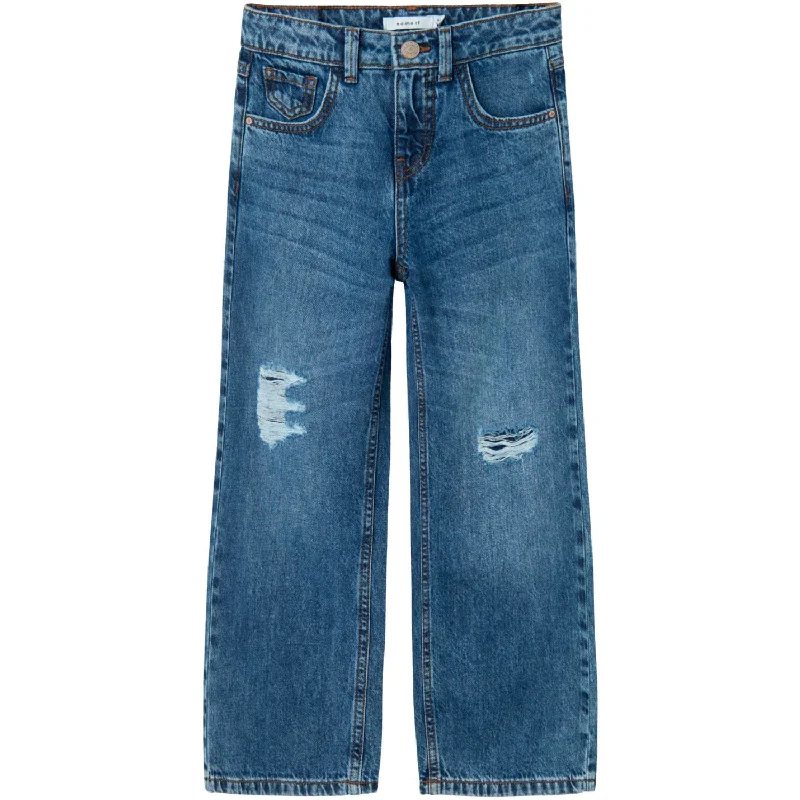 Sports litigation style Name It Dark Blue Denim Rose High Waisted Wide Jeans Noos