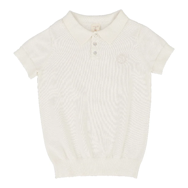 Stylish Ease ANALOGIE BY LIL LEGS WINTER WHITE KNIT POLO SS