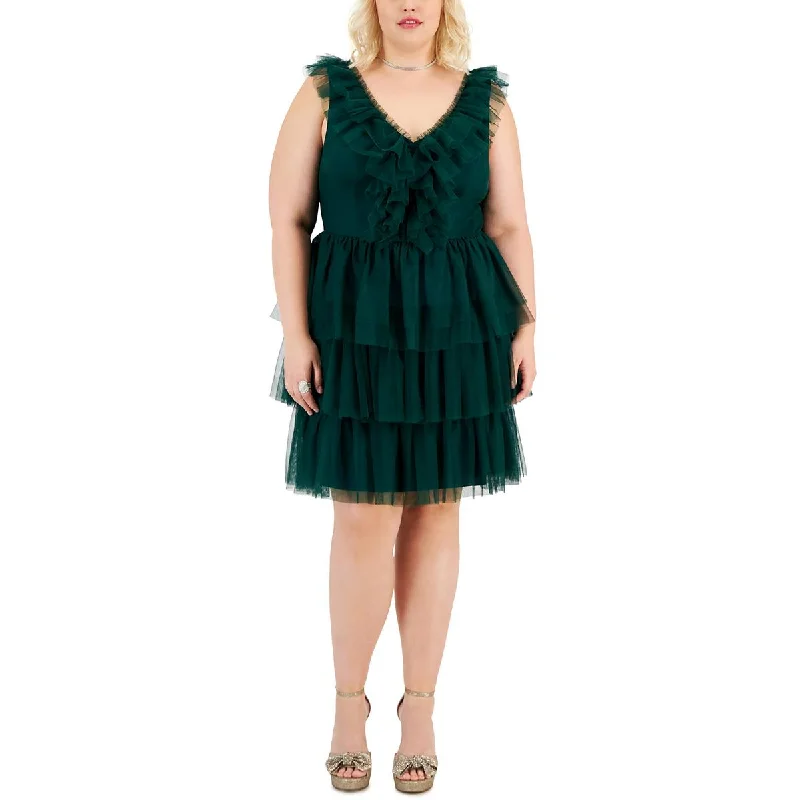 Short skirt design City Studios Womens Plus Tulle Midi Cocktail And Party Dress