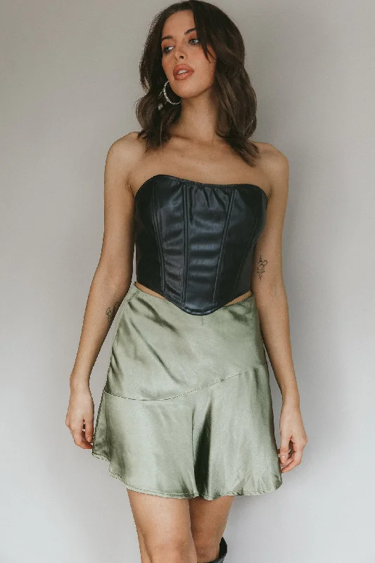 Single item design Gwyneth Flounce Mini Skirt Khaki