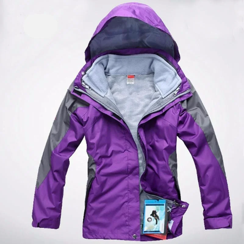 Personalized Design Womens 3 in 1 Waterproof Skiing Trekking Outdoor Jacket