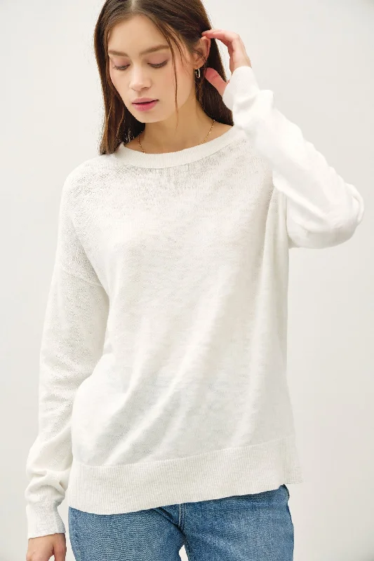 Unique Design Ivory Oversized Slub Knit Sweater