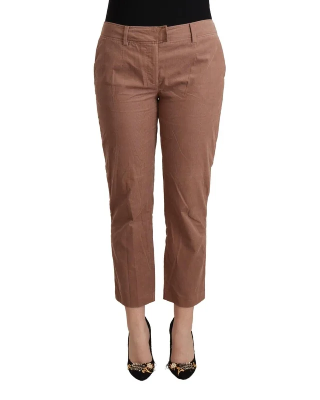 Elegant Design 100% Authentic COSTUME NATIONAL Mid Waist Cotton Tapered Cropped Pants with Logo Details 42 IT Women Elegant Design 100% Authentic COSTUME NATIONAL Mid Waist Cotton Tapered Cropped Pants with Logo Details 42 IT Women