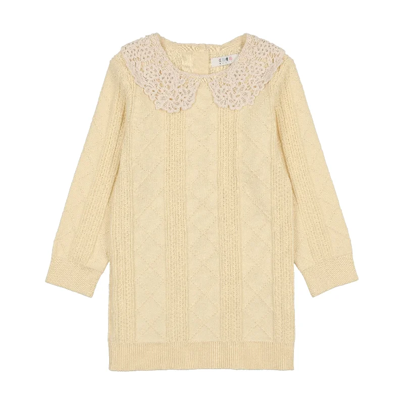 Exclusive Customization Coco Blanc Pale Yellow Crochet Collar Sweater