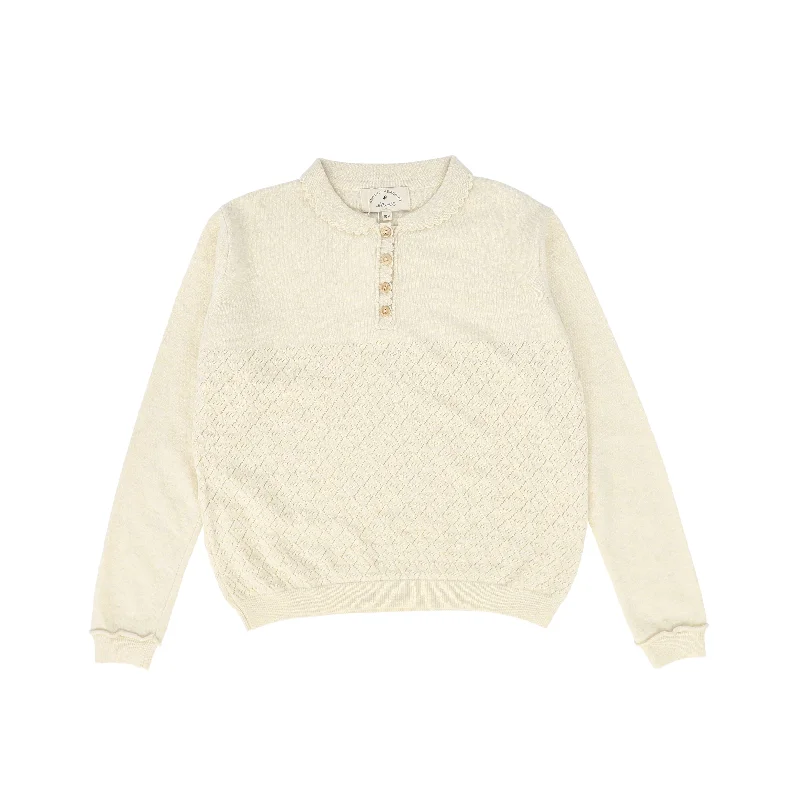 Classic Retro BIRINIT PETIT IVORY KNIT DESIGN COLLAR SWEATER [Final Sale]