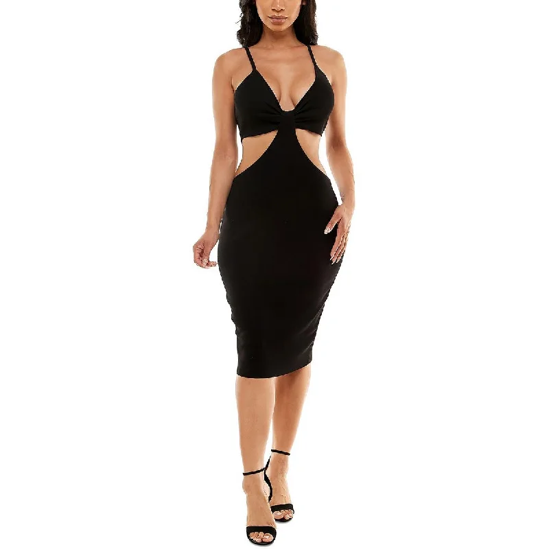 Eye-catching Personality Crave Fame Womens Juniors Knit Cut-Out Cocktail and Party Dress