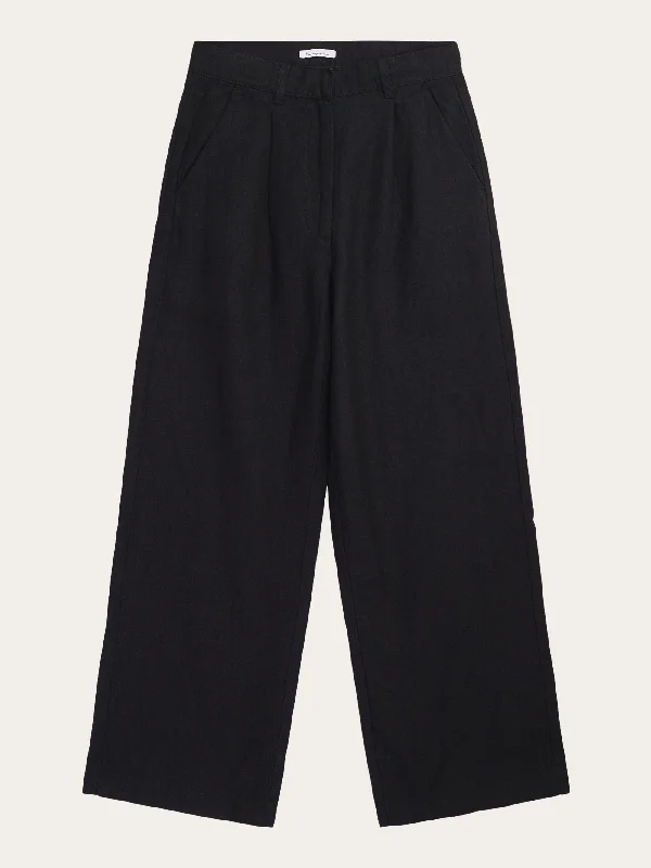 Comfy Chic Loose natural linen pants - Black Jet