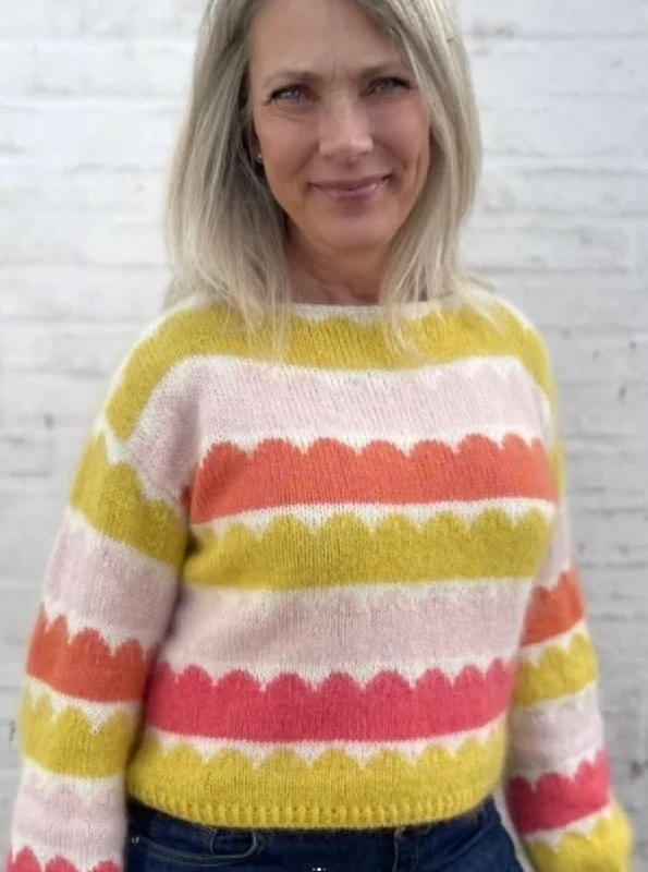 Lazy Style Robinia sweater by Anne Ventzel, multi color yarn kit in No 1 + silk mohair (5 col) (ex pattern)