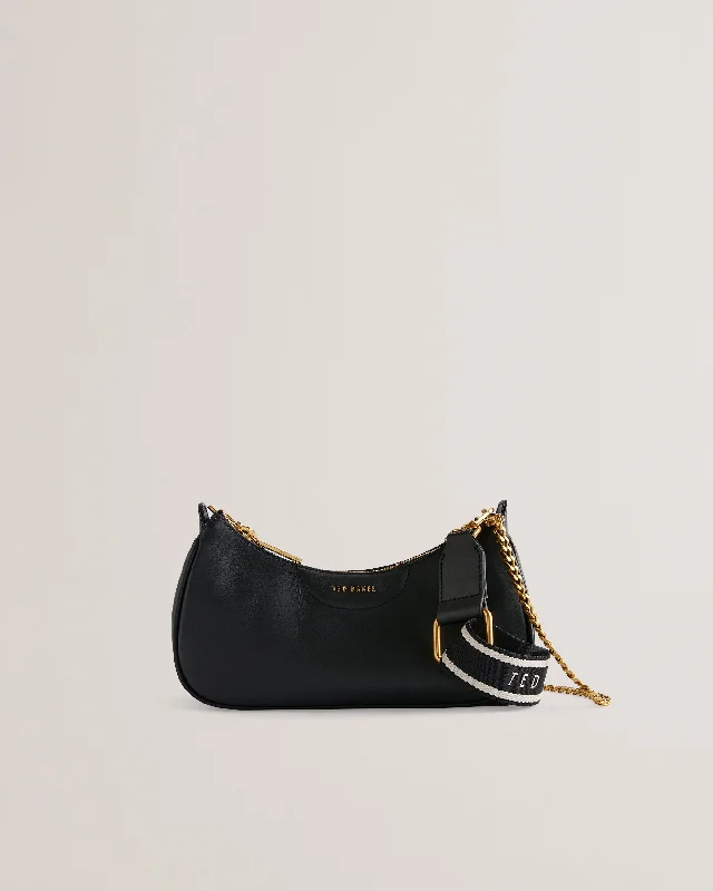 Easygoing Fashion Essiy Webbing Leather Crossbody Bag Black