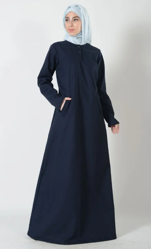 Comfortable down Twinned Button A Line Solid Abaya Dress -Greater New Orleans School Comfortable down Twinned Button A Line Solid Abaya Dress -Greater New Orleans School