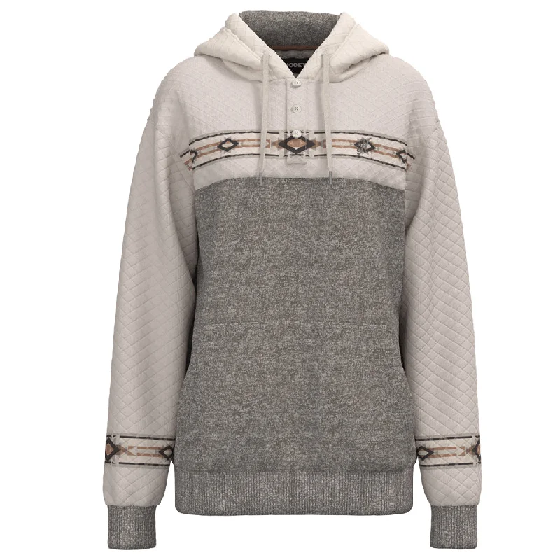 Retro Lace Fabric "Jimmy" Grey /White w/ Quilted Pattern Hoody