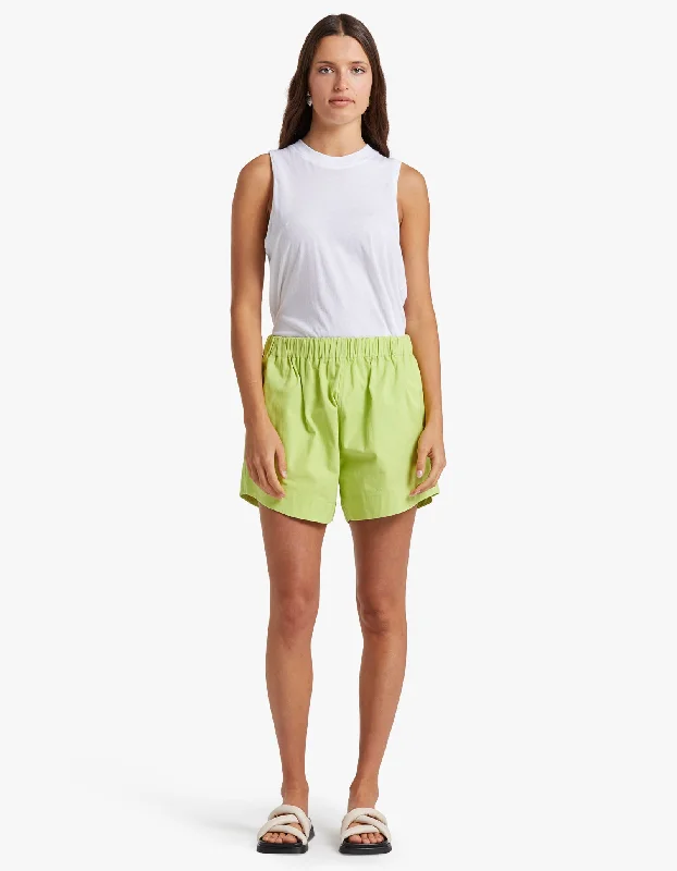 Relaxed Fit Canvas Flared Short - Green Glow