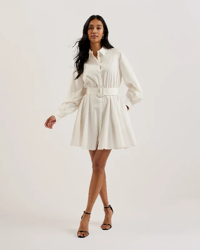 Carefree Style Jurua Long Sleeve Shirt Mini Dress White
