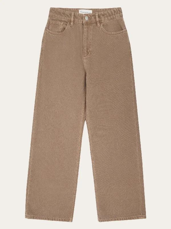 Wearable At Home Or Out GALE straight mid-rise raw twill 5-pocket pants - GOTS/Vegan - Tiramisu