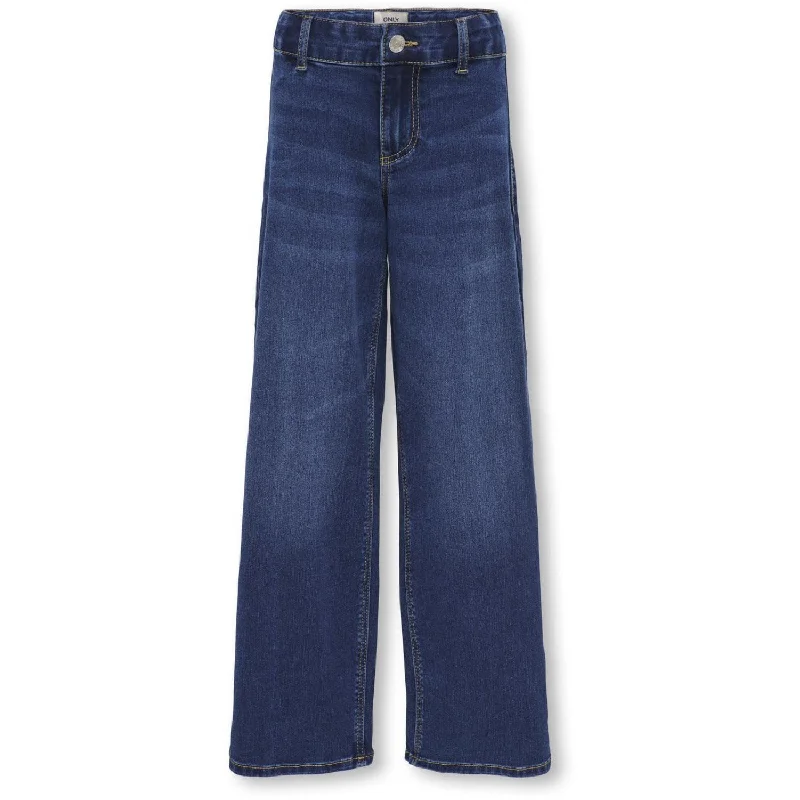 Breezy Style kids ONLY Dark Blue Denim Sylvie Clean Wide Leg Denim Jeans Noos