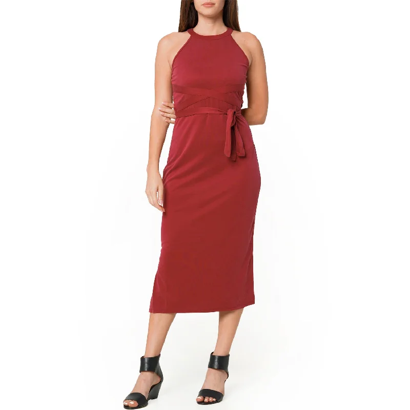 Romantic And Fresh Women's Haltered Sheath Midi Dress In Wine