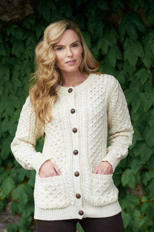 Boutique display Aran Wool Ladies Cardigan Super Soft
