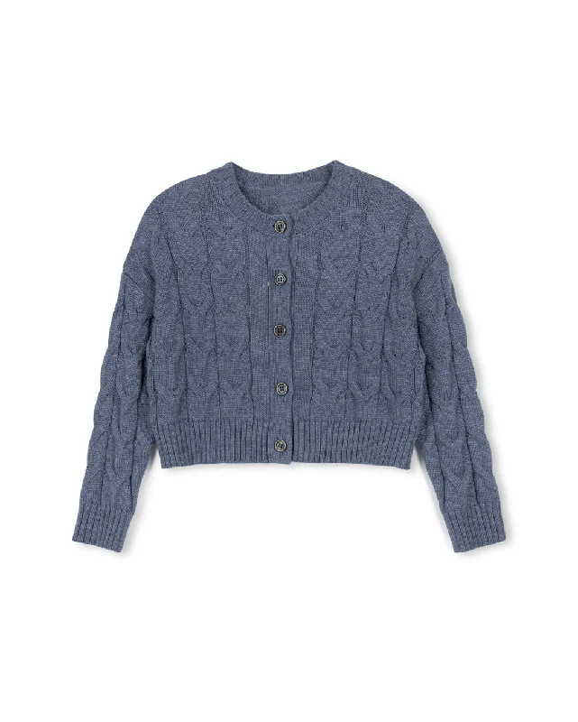 Fun and cute ONE CHILD BLUE CABLE KNIT CARDIGAN [FINAL SALE]