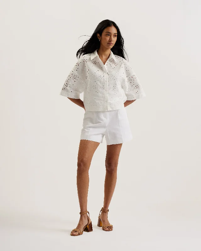 Exclusive Customization Kilkis Broderie Cropped Shirt White