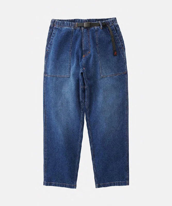 Minimal Style Stretch Denim Loose Tapered Ridge Pant