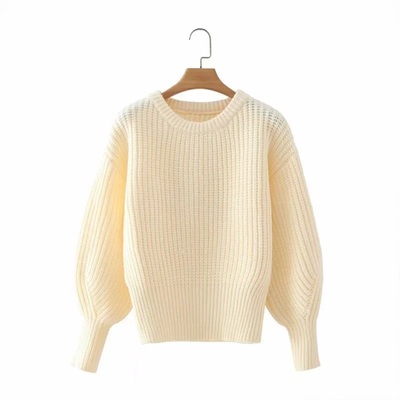 Casual Elegance Autumn winter new fund languid loose round neck bubble sleeve knit sweater 1362 Casual Elegance Autumn winter new fund languid loose round neck bubble sleeve knit sweater 1362