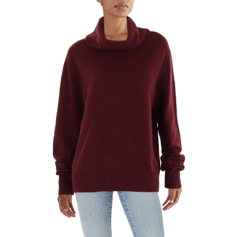 Simple Matching Womens Long Sleeve Ribbed Trim Turtleneck Sweater