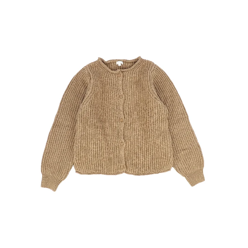 Sports Comfort Style LIL LEGS CAMEL CHUNKY KNIT CARDIGAN [FINAL SALE]