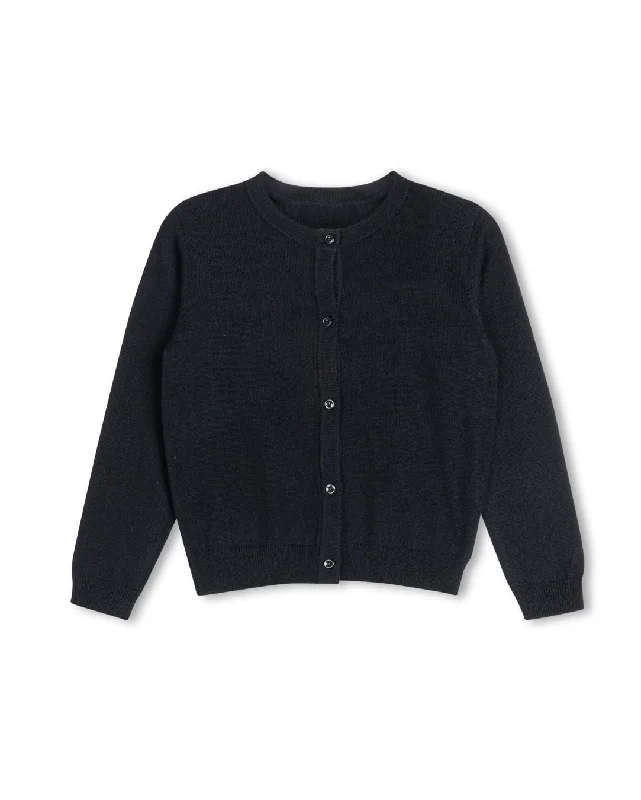 Fashionable and versatile ONE CHILD BLACK THIN KNIT CARDIGAN [FINAL SALE]
