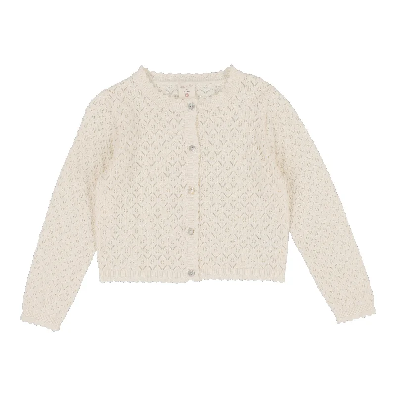 Soft Textures ANALOGIE BY LIL LEGS NATURAL IVORY KNIT POINTELLE CARDIGAN