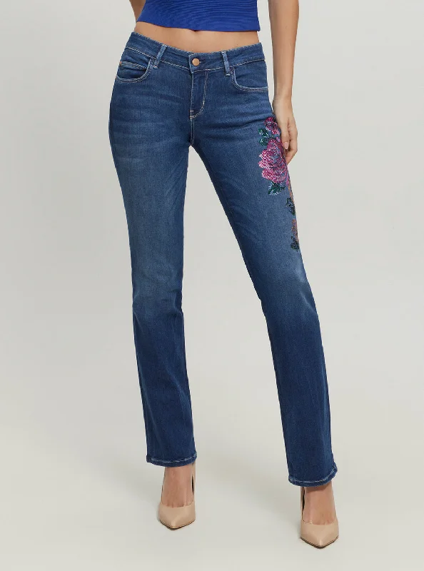 Comfortable down Low-Rise Hermosa Straight Denim Jeans in Dark Wash