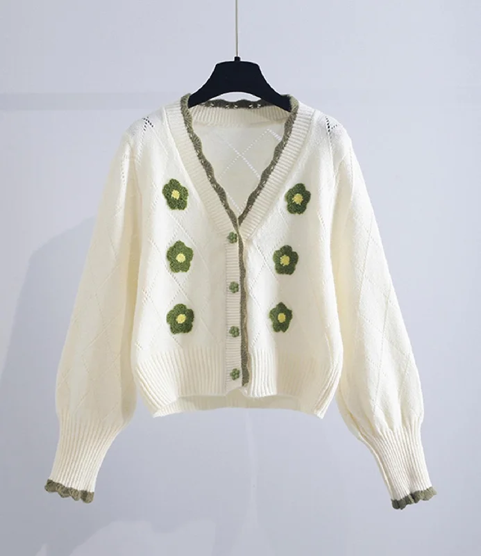 Nightclub Style Lovely flowers long sleeve cardigan sweater  140