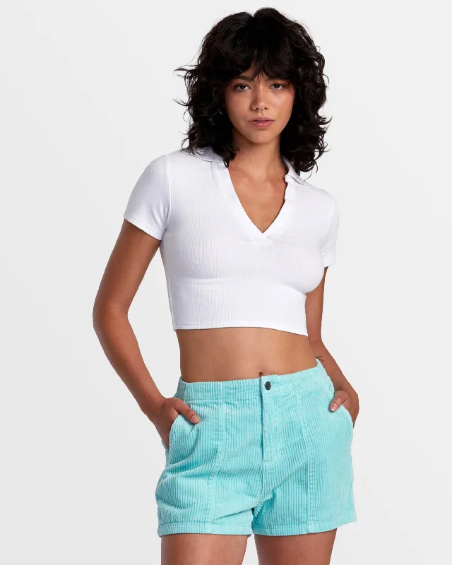 Fresh And Elegant Daylight Corduroy Shorts - Ice Green