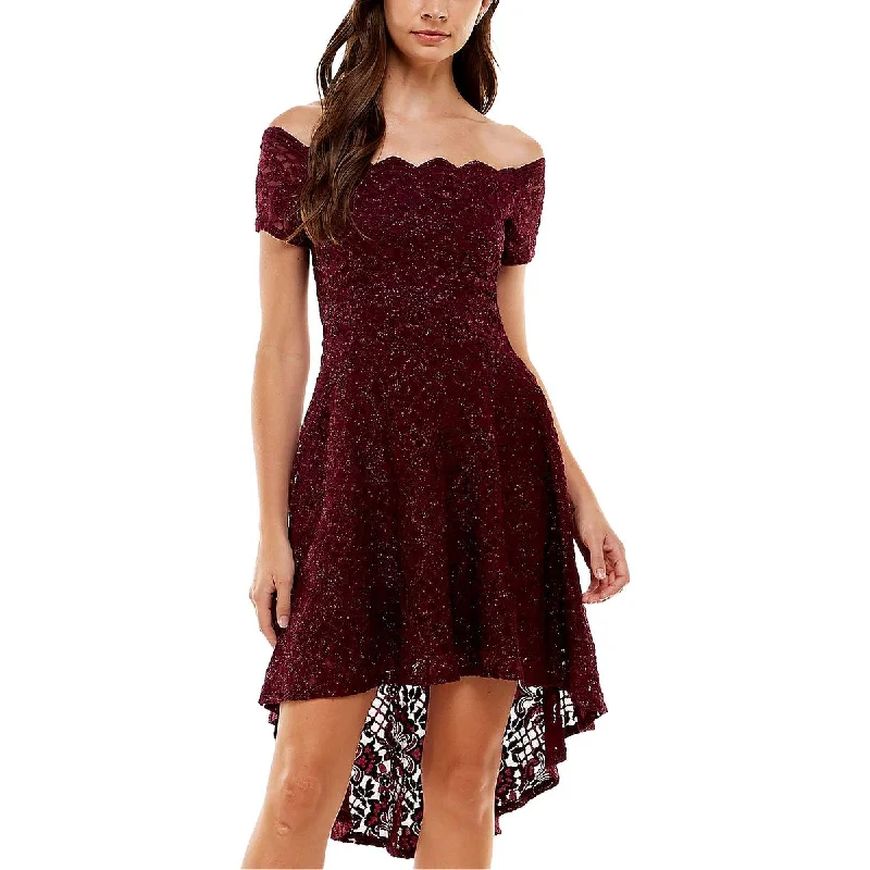 Street Show-off Style City Studios Womens Juniors Lace Mini Cocktail and Party Dress Street Show-off Style City Studios Womens Juniors Lace Mini Cocktail and Party Dress