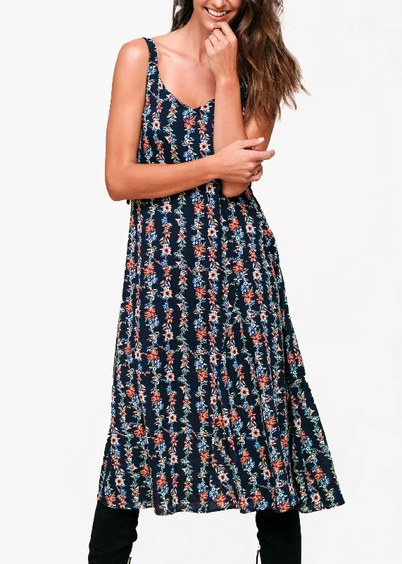 Breathable Comfort Floral V-Neck Sleeveless Maxi Dress