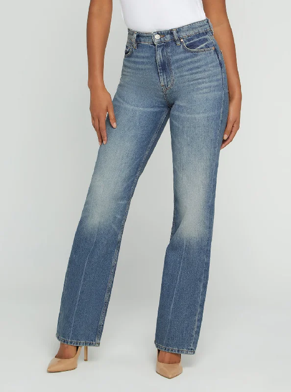 Easygoing Fashion Eco High-Rise 80s Straight Leg Denim Jeans In Confidence Wash