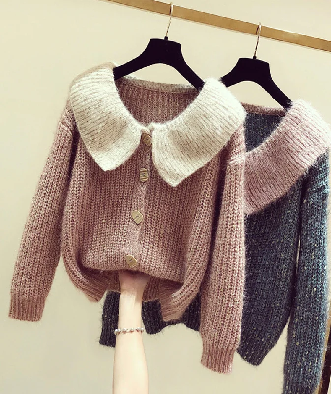 Luxury Temperament Lovely pink long sleeve sweater  129