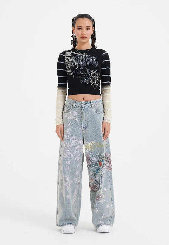 Relaxed And Casual Womens True To My Love Xxtra Denim Trousers Jeans - Bleach