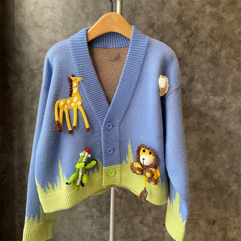 Retro Woolen Jacket Autumn, new, fashionable, sweet, playful, v-neck cardigan  1341