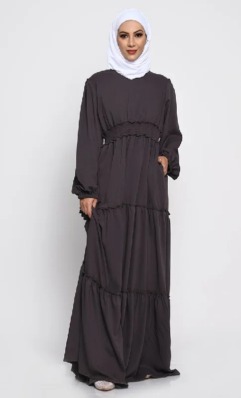 Comfy Chic Elegant Korean Georgette Layered Abaya with Crepe Lining