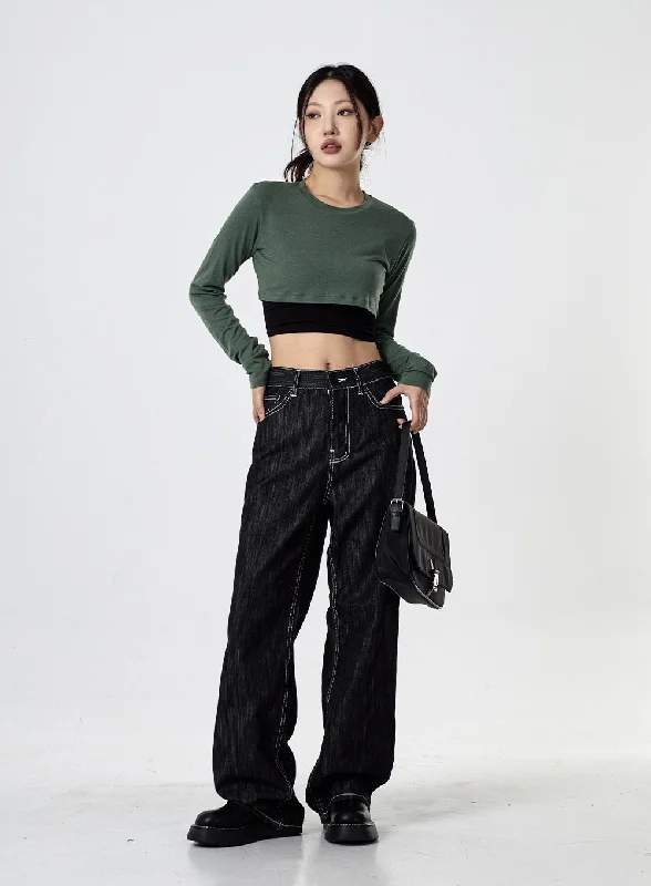 Sports Comfort Style Wide Jeans CG23