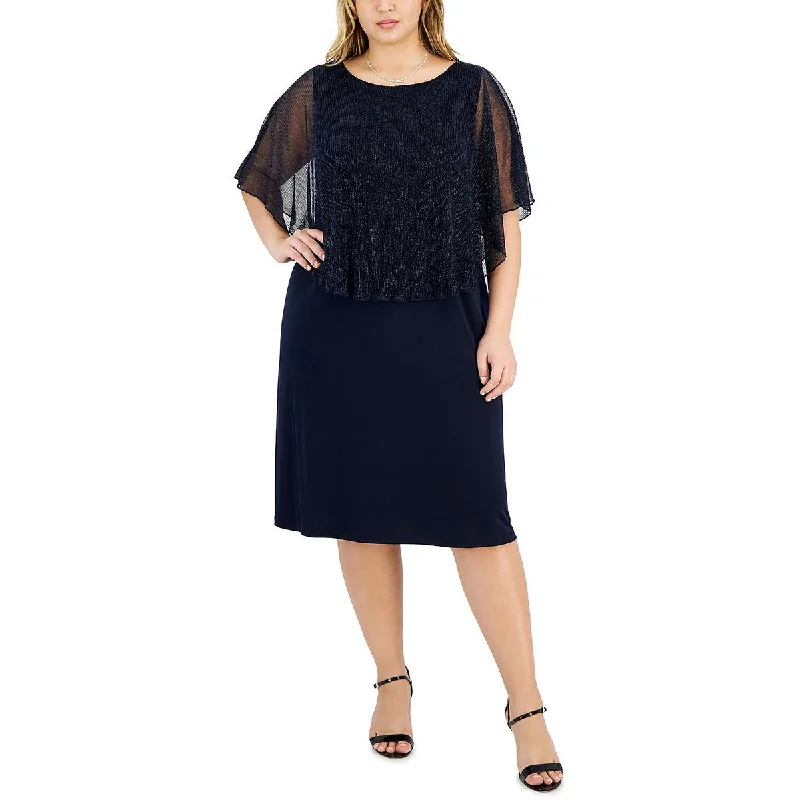 Warm And Comfortable Connected Apparel Womens Plus Overlay Midi Cocktail And Party Dress