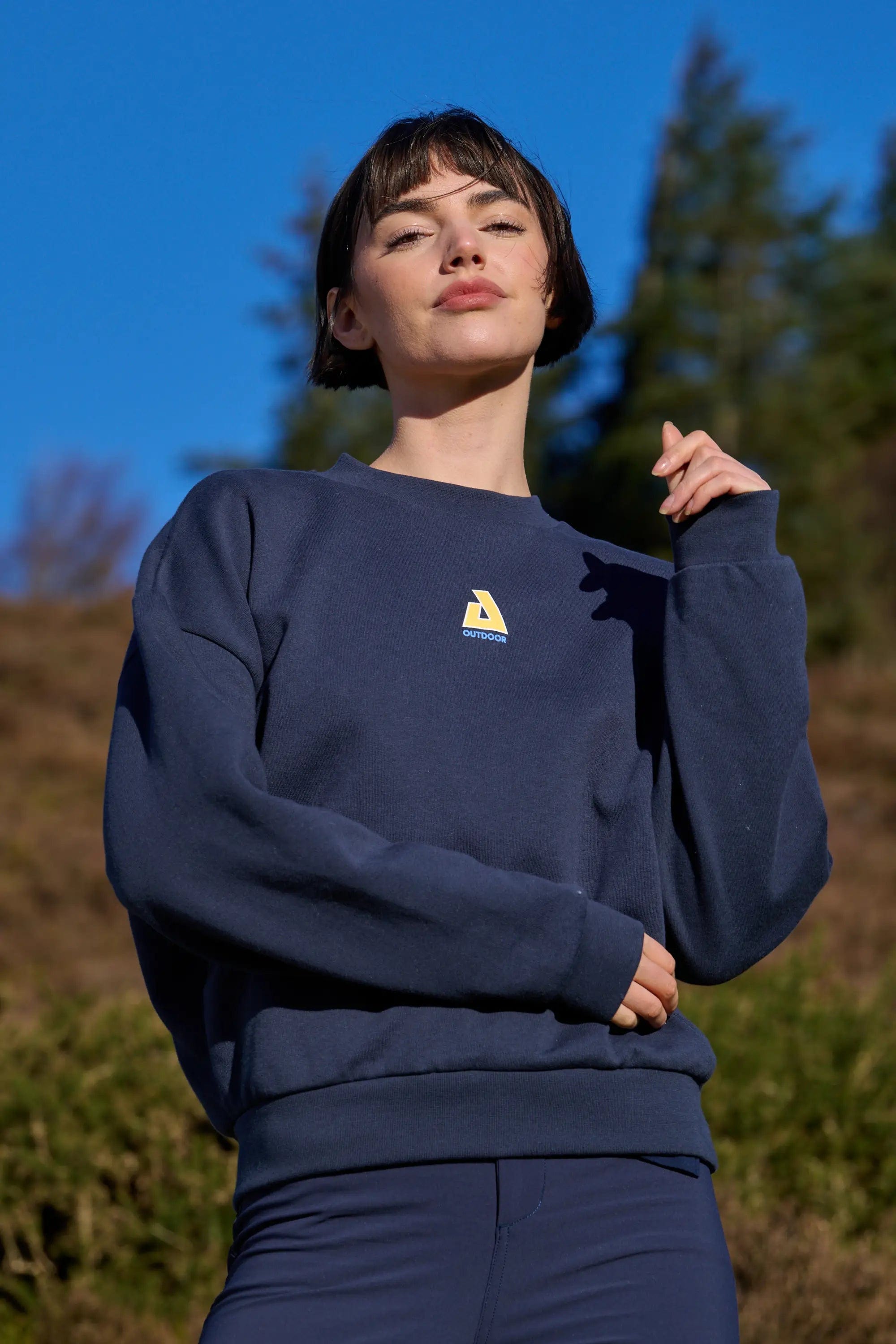 Youthful Street Fashion Retreat Crew Neck Sweatshirt - Deep Navy