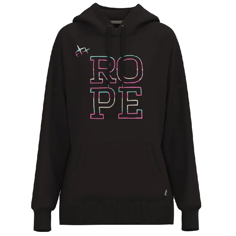 Fashionable and versatile "Rope Like A Girl" Black w/ Multi Color Logo Hoody