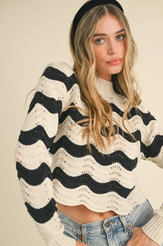 Urban Style Wave Goodbye Black Striped Top