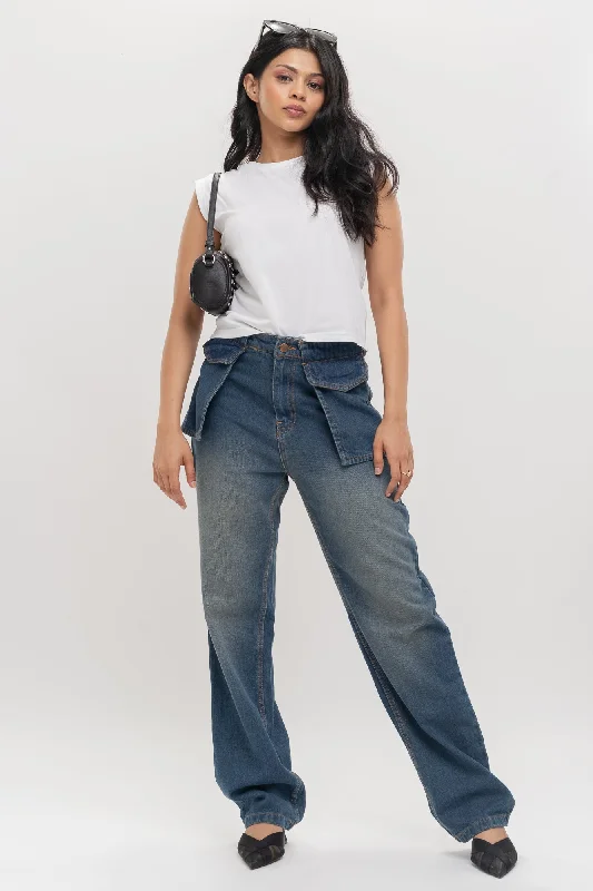 Fashionable In The Times Front Pocket Tinted Straight Jeans