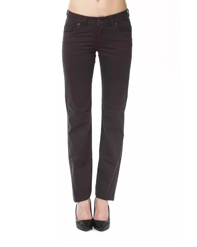 Street Style Ungaro Fever Women's Brown Cotton Jeans & Pant - W30 US